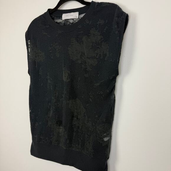 IRO Jeans Womens Nuala Distressed Sleeveless Burnout Black Lace Sweatshirt XS - Picture 4 of 10